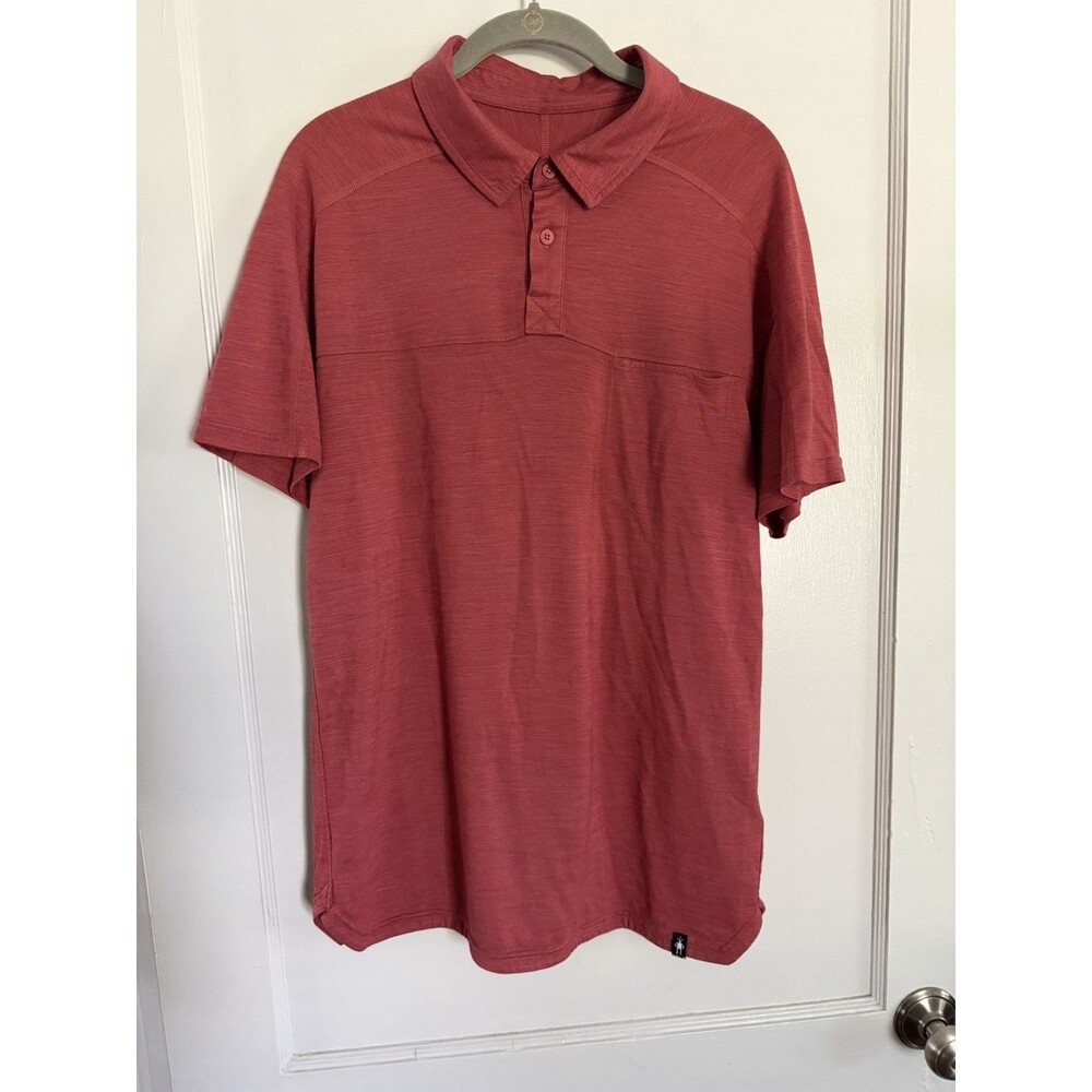 Smartwool Merino Sport 150 Polo Men's M Red Merino Wool Short Sleeve Golf